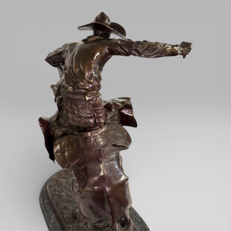 Large Cowboy Bronze ‘Bronco Buster’ After Frederic Remington, Early–Mid 20th - Image 10
